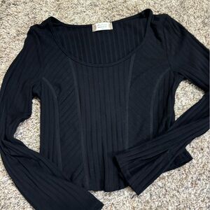 Altar’d State Black Ribbed Faux Corset Top